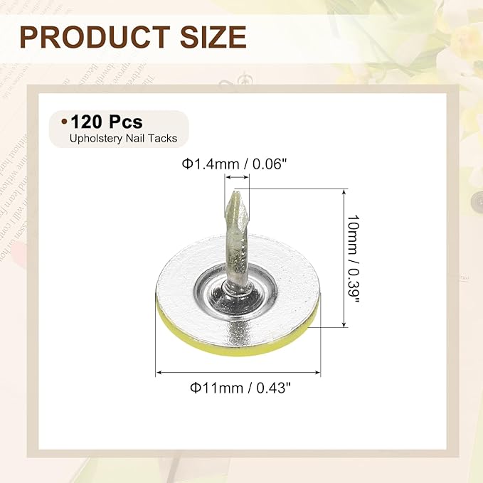 uxcell 120Pcs Push Pins, 11mmx10mm Round Flat Head Decorative Thumb Tacks Upholstery Tacks for Cork Board Office Wall Hangings, Light Yellow