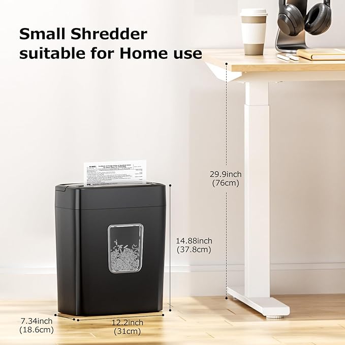 Bonsaii 6 Sheet High Security Micro Cut Paper Shredder, Credit Cards/Mail/Staples/Clips Shredder for Home Use with 4.2 Gallon Bin (C261-D)