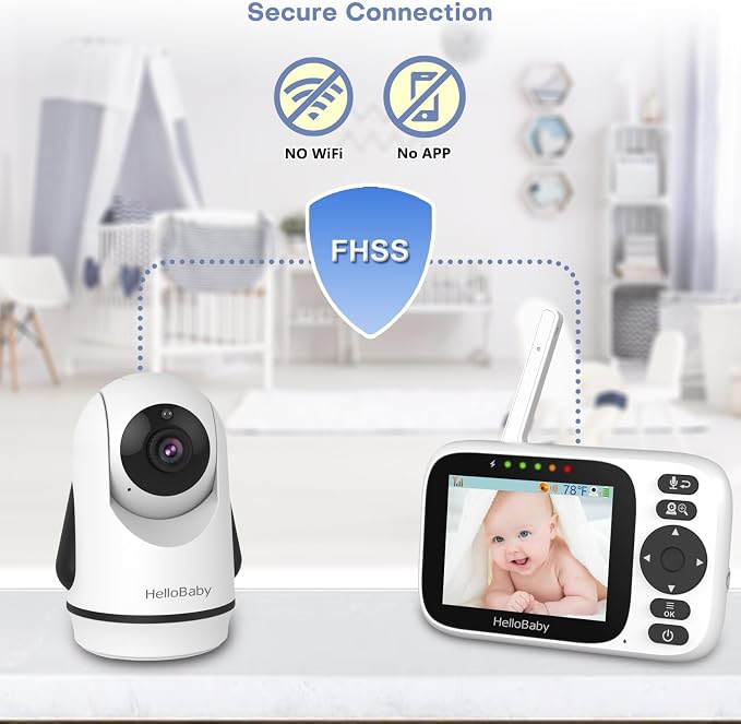 HelloBaby 3.2'' Baby Monitor 4 Cameras, Video Audio Baby Monitor No WiFi - Image 6