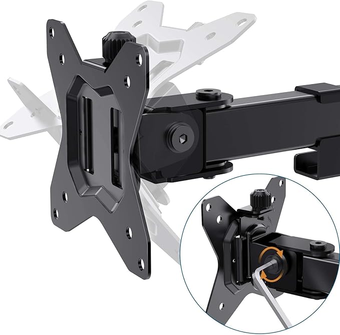 HUANUO 32 inches Dual Monitor Stand up to 17.6lbs per Arm, High-Grade Aluminum Free-Standing Dual Monitors Mount for 2 Screens. Fully Adjustable Dual Monitor Stand for Desk with Tilt, Swivel, Rotation