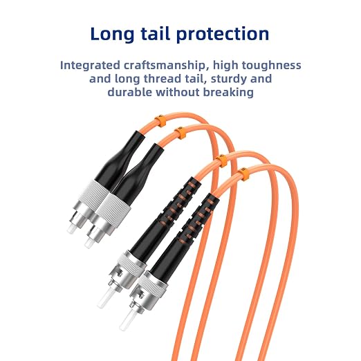 OM1 FC/UPC to ST/UPC Fiber Patch Cable, 7.5M/24.6FT Multimode Duplex 62.5/125µm - Image 5