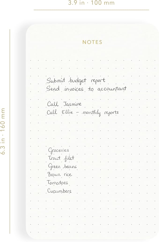 Elegant Desk Notepads for Professionals, Executive's Memo Pads, Minimalist, Gold Foiled, Dotted Layout, 3 Pack, 225 Sheets Total (75 Each), 6.3" x 3.9”, 80 GSM, Eco-friendly, FSC™ Certified Small Notepad
