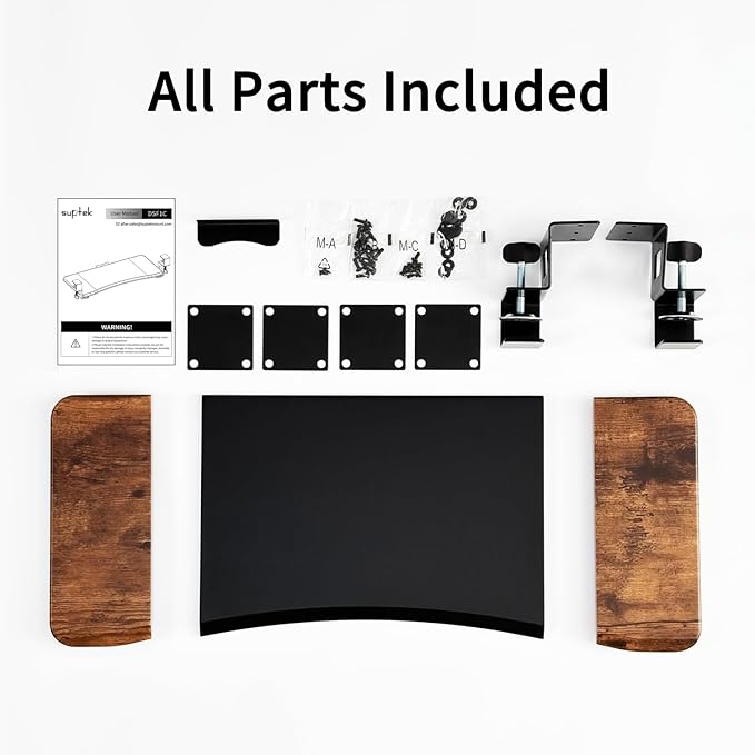 suptek Keyboard Tray Under Desk Pull Out with C Clamp Mount, Computer Keyboard & Mouse Tray, 25.6 (30 Including Clamps) x 11.8 inch Slide-Out Platform Computer Drawer for Typing, DSF1C