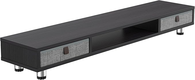 Fenge Dual Monitor Stand with 2 Drawers, 42.5 Inches Large Computer Riser for Desk, Adjustable Height Desk Shelf with Storage for Laptop, PC, TV, Printer