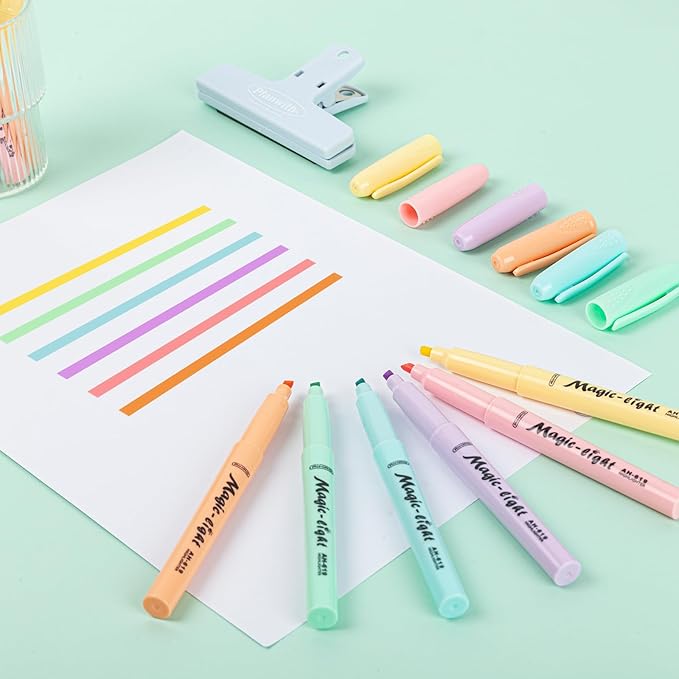 AIHAO Pastel Highlighters, Assorted Color, Chisel Tip Marker Pen, 12Pack, No Bleed, Aesthetic Cute Highlighter, Ideal for School Office Supplies.