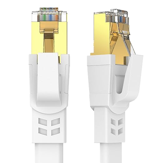 Cat8 Ethernet Cable 60FT, Flat High Speed Outdoor&Indoor Cat8 LAN Network Cable by Qiuean
