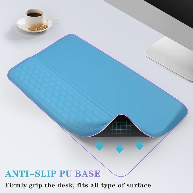 Computer Keyboard Stand with Wrist Rest, Ergonomic Tilted Keyboard Holder - Keyboard Riser with Wrist Pad - Keyboard Tray Support for Office Home - Blue