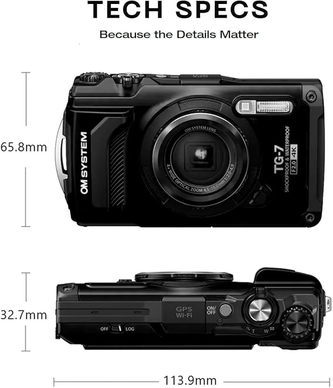 OM SYSTEM Olympus Tough TG-7 Black Underwater Camera, Waterproof, Freeze Proof - Image 6