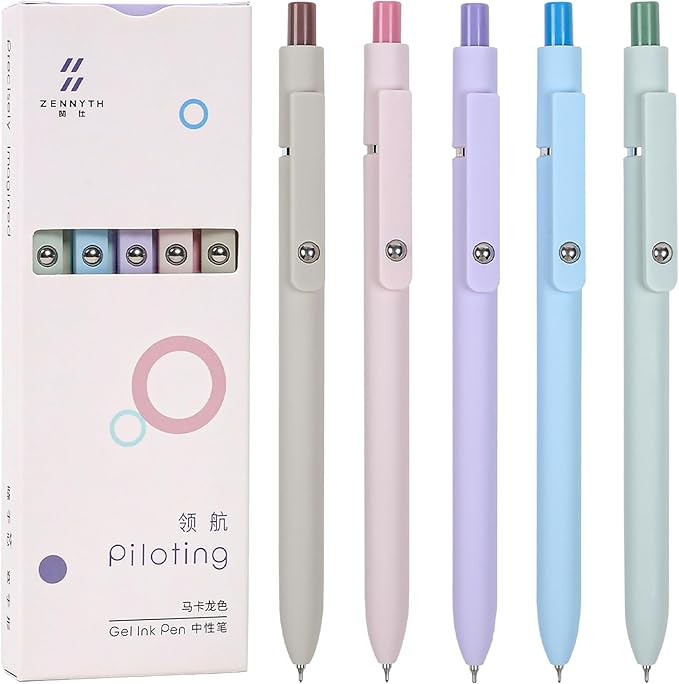 Gel Pens, 5Pcs 0.5mm Fine Point Pens With Smooth Wirting,Quick Dry Aesthetic Pens For Journaling, Ballpoint for Office School Supplies,Gifts for Women Men Student(Sugar)