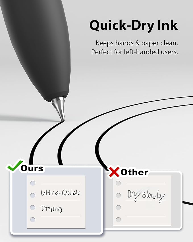 8 Pcs Gel Pens - 0.7mm Fine Point Smooth Writing Black Ink, Quick-Dry Long Lasting Fidge Pens, School & Office Supplies for Men Women