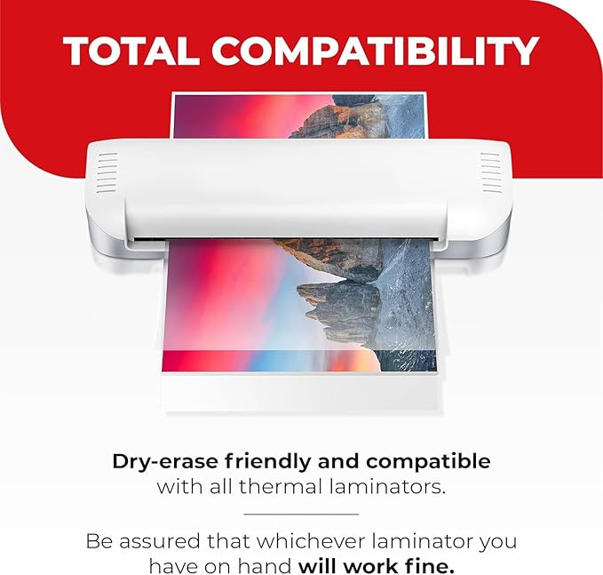 3MIL Thermal Laminating Sheets (200 Count) 9x11.5 inch, Letter Size, Dry-Erase Friendly Laminate Pouches, Compatible with Laminator Machine, Crystal Clear Laminated Finish