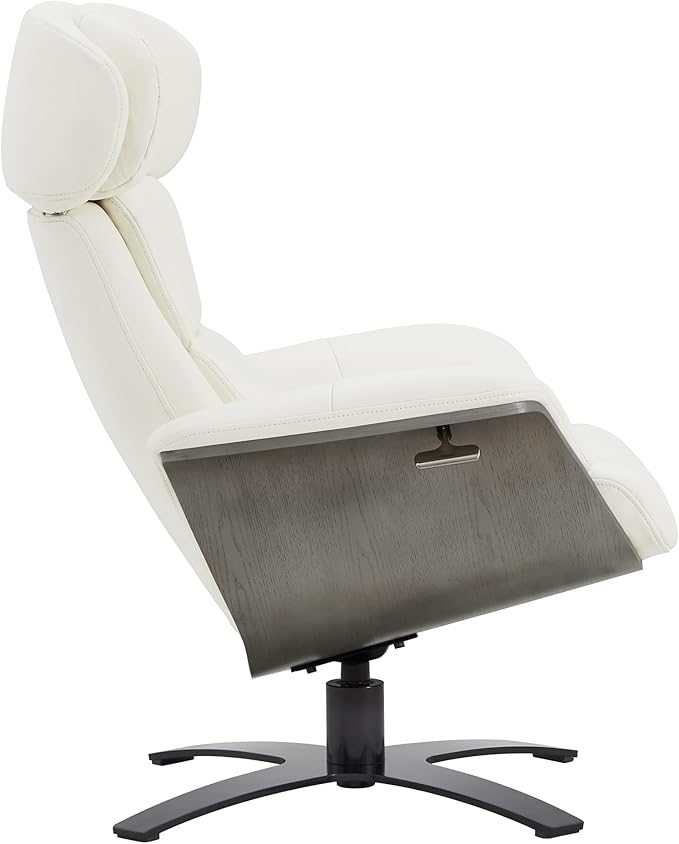 CHITA Genuine Leather Reclining Swivel Chair with Adjustable Headrest and Ottoman for Living Room, White