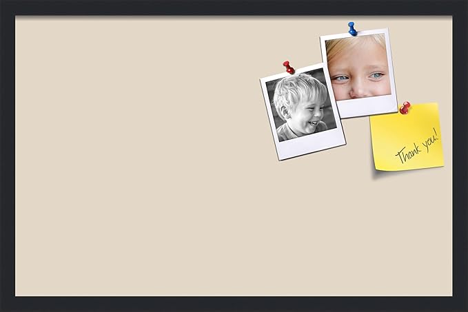 PinPix 28x18 Inch Cork Bulletin Board. This Decorative Framed Pin Board Comes with Desert Pastel Design and a Satin Black Frame. Ideal for Home Office Decor or Message Board (PinPix-1815)