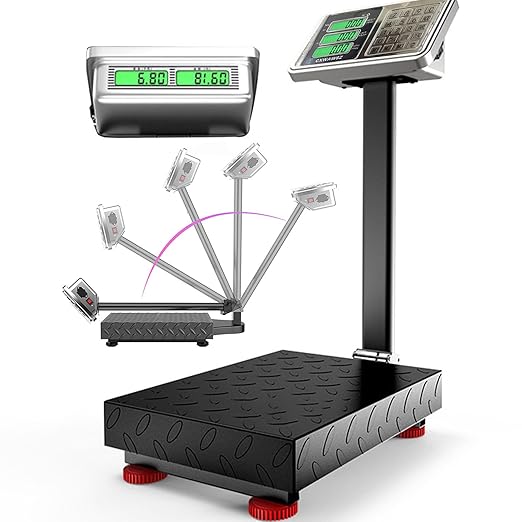660lb Industrial Floor Platform Scale with 90°-135° Rotate Double Sided Display Weight Computing Digital Scale Platform Scale LB/KG for Luggage Shipping Package Computing