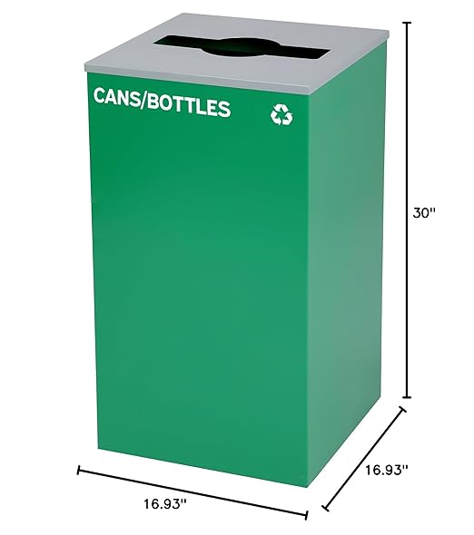 Alpine Industries Mixed Lid 29 Gallon Sturdy Steel Cube Recycling Container, Square Opening - 3 Color Cans Available Sold Separately (Lid Mixed Opening)