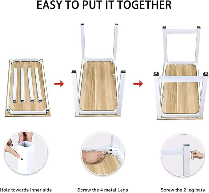 NSdirect Modern Computer Desk 63 Inch Large Office Desk, Writing Study Table for Home Office Desk Workstation Wide Metal Sturdy Frame Thicker Steel Legs, White