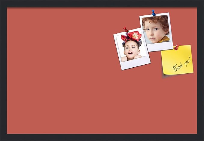 PinPix 27x18 Inch Cork Bulletin Board. This Decorative Framed Pin Board Comes with Crimson Pastel Design and a Satin Black Frame. Ideal for Home Office Decor or Message Board (PinPix-1807)