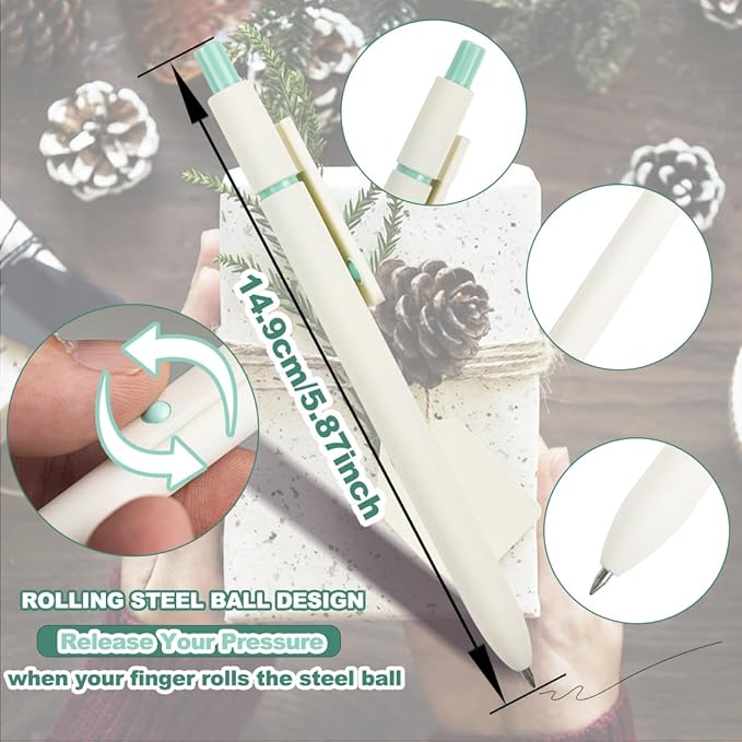 ELANE 5 Pcs Colorful Gel Pens,0.5mm Fine Point Quick Dry Black Ink Pen for Journaling Note Taking Writing, High-End Series Pens for Gifts for Doctor Nurse Teacher Students(White)