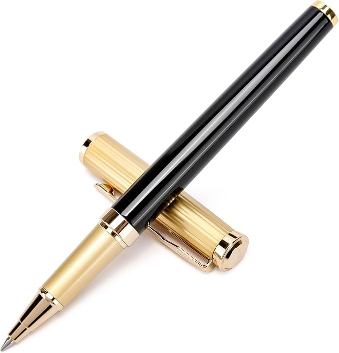 Good Rollerball Point Pens for Wiring-Fancy Roller Ball Pens with 24K Gold Trim, Nice Executive Pen Gifts for Men Women Boss Office, Luxury Smooth Writng Pens Journaling Note Taking Signature