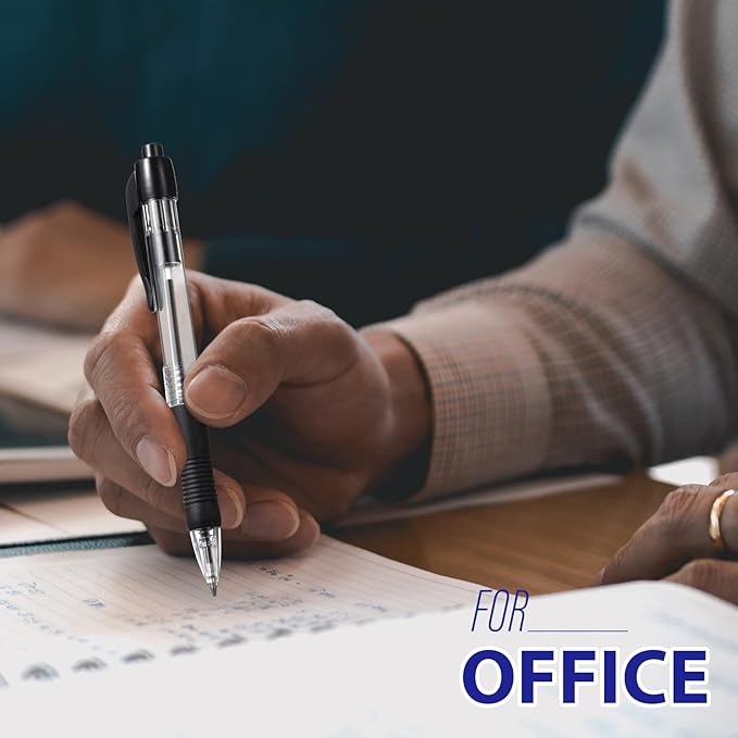 Fainne 200 Pack Retractable Ballpoint Pen 1.0 mm Medium Point Refillable Smooth Click Writing Pens With Grip for Work Journal Writing Office School Supplies(Black Ink)