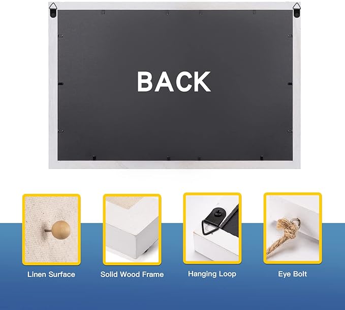 Miratino Cork Board Bulletin Board, 16 "x11 White Linen Cork Boards for Walls with White Frame, Pin Board Vision Board for Home Kitchen School Office Decor