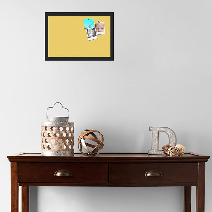 PinPix 18x12 Inch Cork Bulletin Board. This Decorative Framed Pin Board Comes with Honey Pastel Design and a Satin Black Frame. Ideal for Home Office Decor or Message Board (PinPix-1810)