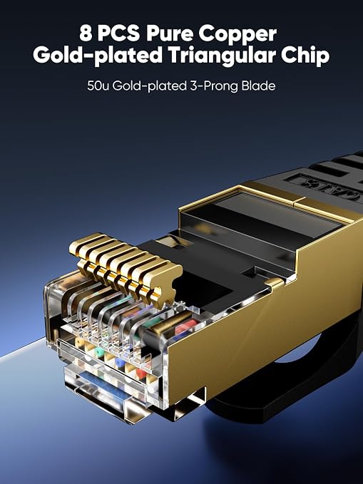 Cat 8 Ethernet Cable 60 FT Flat, High Speed 40Gbps 2000Mhz Braided Internet - Image 4