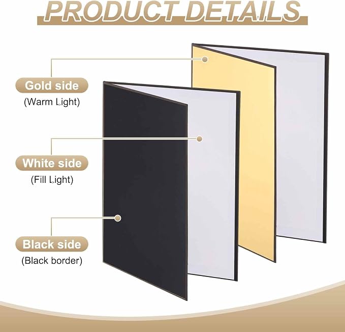 2Pcs 17"x11" Light Reflector 3 in 1 Photography Reflector Cardboards, Foldable - Image 3