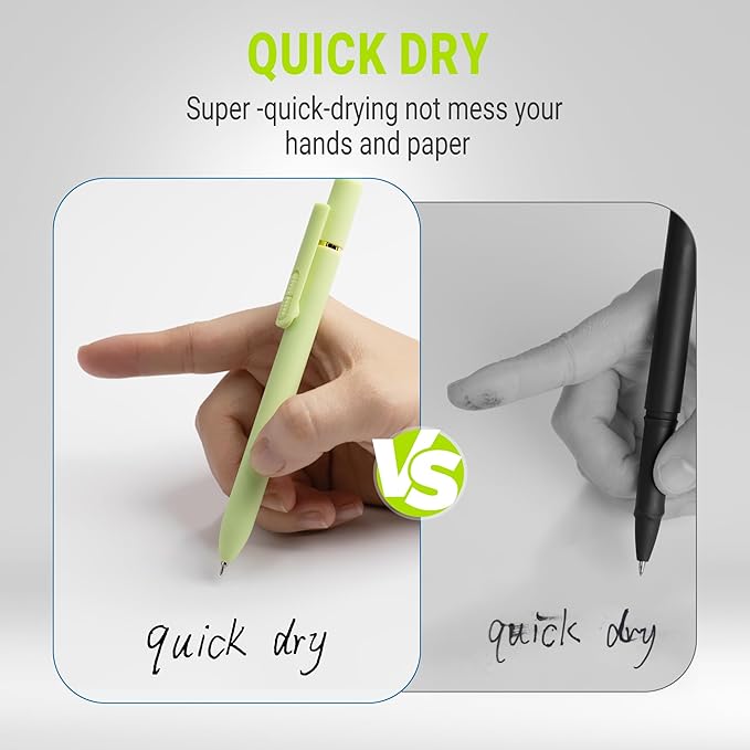 inkipen- 8 Pack Pens, Gel pens Black Ink, Fine Point(0.5mm),Quick-Drying Smooth Writing,School and Office Supplies
