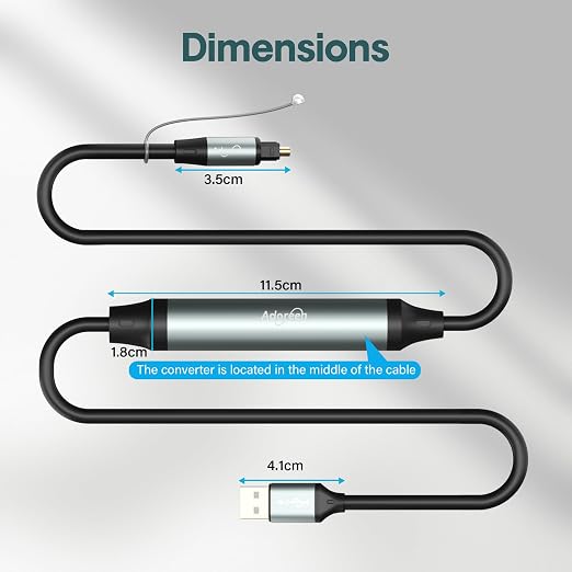 Adoreen Unidirectional USB A 2.0 to Toslink Digital Optical Audio Cable 10 Ft - Image 4