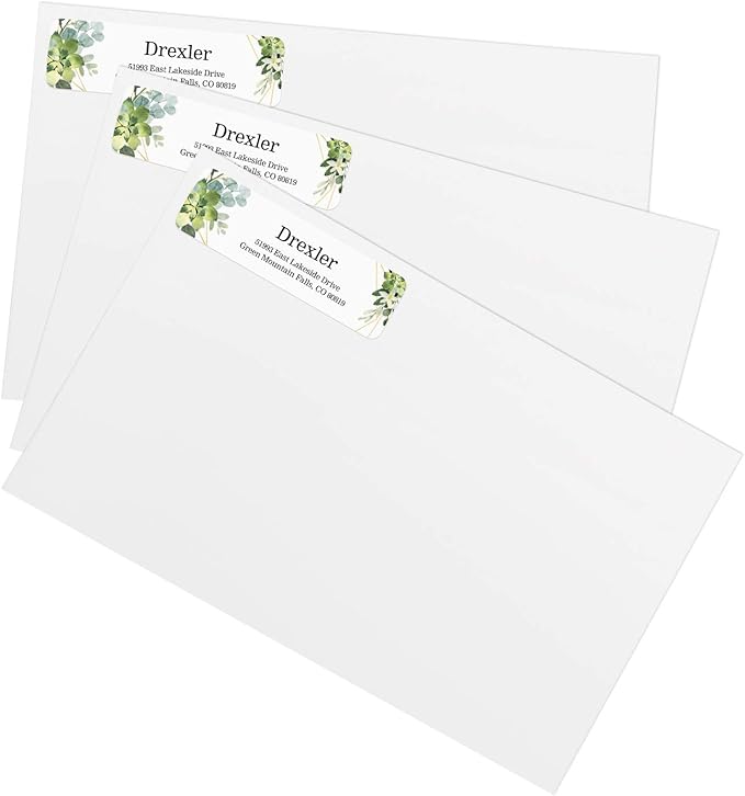 Greenery Frames Rolled Address Labels/Roll of 500 Personalized Address Labels/Designer Return Address Stickers in Elegant Plastic Dispenser