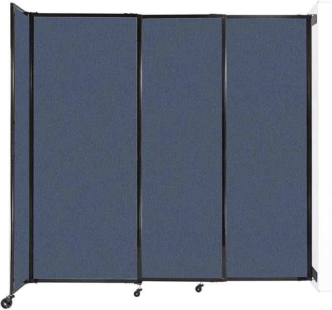 Wall-Mounted Sliding StraightWall Room Divider | Adjustable Widths | Locking Wheels | Room Separator | Up to 7'2" Wide x 6'10" Tall Ocean Fabric Panels