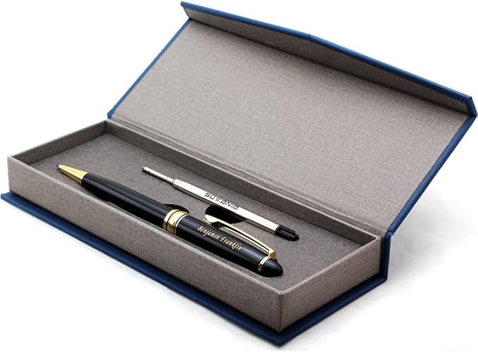 Free Engraving - Personalized Roller Ballpen, Ballpoint pen, Refillable Pens, Retractable Medium Refill Pen Black Ink, Custom Gifts for Men and Women, Classy Gift Box
