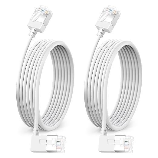 Ultra Thin Cat 6A Ethernet Cable 90° Degree Right Angled 30 Feet 2Pack by DUTEVOLNS
