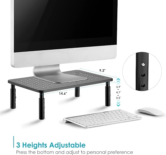 LOTEYIKE Monitor Riser Desktop Stand, Flat Screen TV Monitor Stand Riser - Image 2