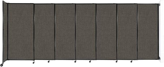 Wall-Mounted Sliding StraightWall Room Divider | Adjustable Widths | Locking Wheels | Room Separator | Up to 15'6" Wide x 6' Tall Mocha Fabric Panels