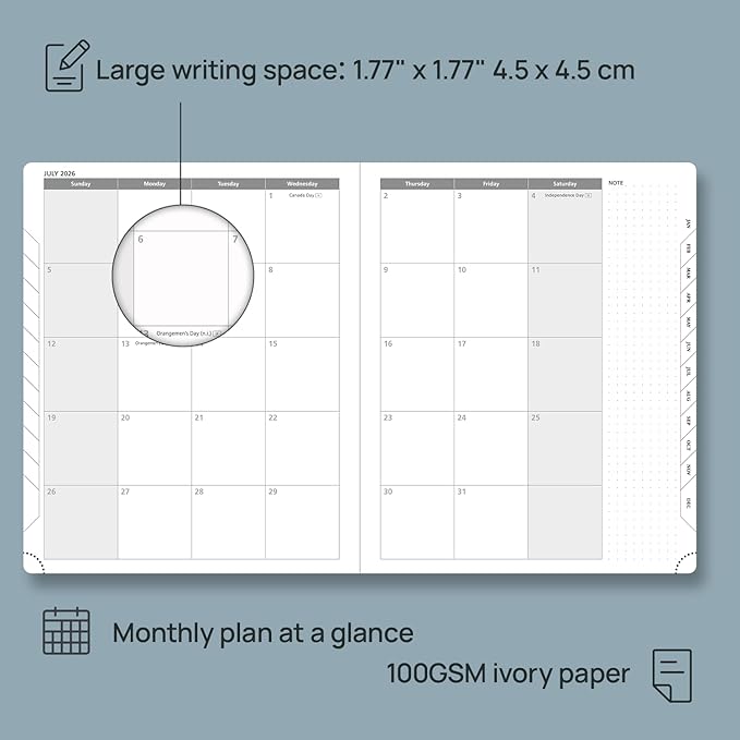 POPRUN 2026 Planner (Large - 8.5'' x 10.5'') - 2026 Weekly Calendar (Jan. 2026 - Dec. 2026) with Hourly Time Slots, Weekly/Monthly Appointment Book for Time Management - Leather Soft Cover - Grey