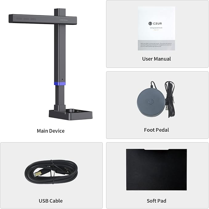 CZUR Shine Ultra Pro 24MP Document Scanner, USB Book Scanner, Portable Document Camera, A3 Large Format Book Scanner, Adjustable Height, Max DPI 440, for Windows & Mac
