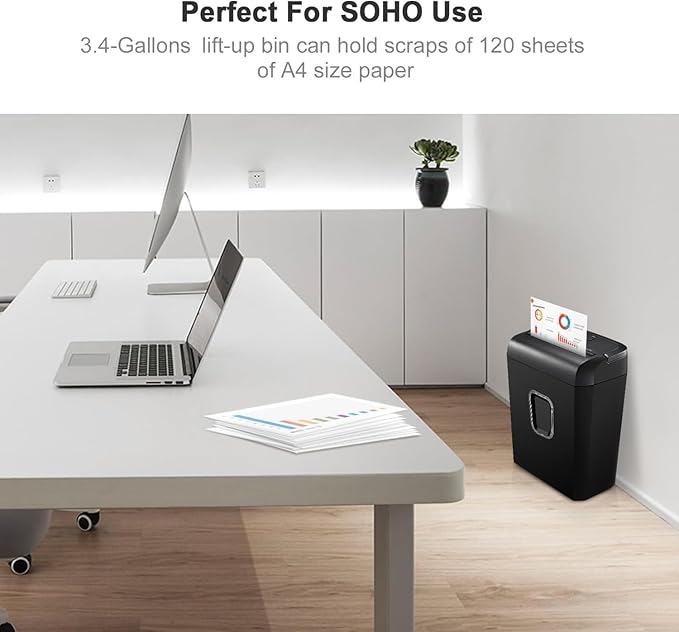 Bonsaii 6-Sheet Micro-Cut Shredder, P-4 High Security, Shreds Credit Cards/Staples/Clips, 3.4 Gal Transparent Window Bin, Black