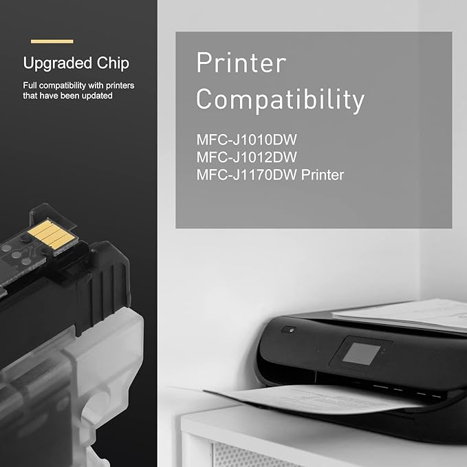 LC401XL Compatible Ink Cartridges Replacement for Brother LC401 Ink Cartridges to Use with Brother MFC-J1010DW MFC-J1012DW MFC-J1170DW Printer（Black, Cyan, Magenta Yellow）