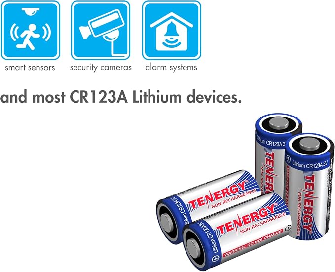 Tenergy 3V CR123A Lithium Battery, High Permance 1500mAh CR123A Cell Batteries - Image 3