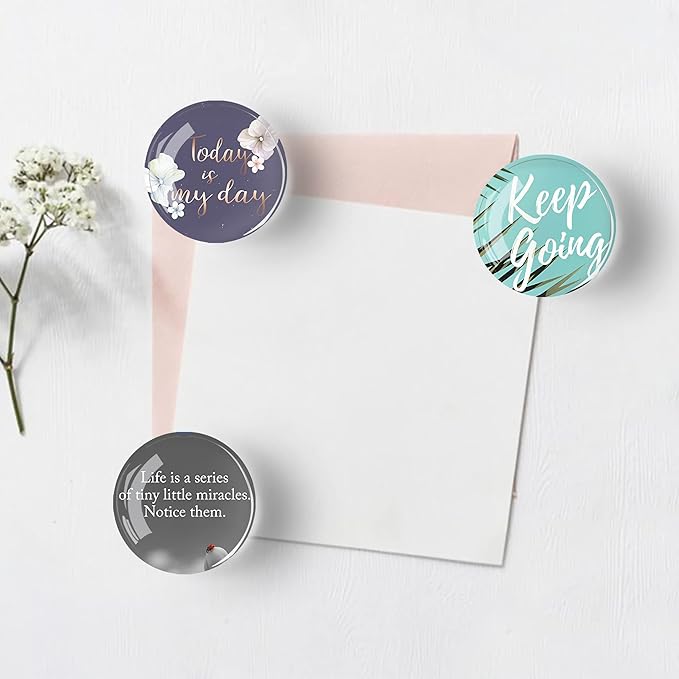 12Pcs Glass Strong Magnetic Refrigerator Magnet Fridge Sticker,Motivational Fridge Magnets Decoration for Crafts,Strong Fridge Magnets for Kitchen, School,Office Whiteboard, Cabinet and Dishwasher