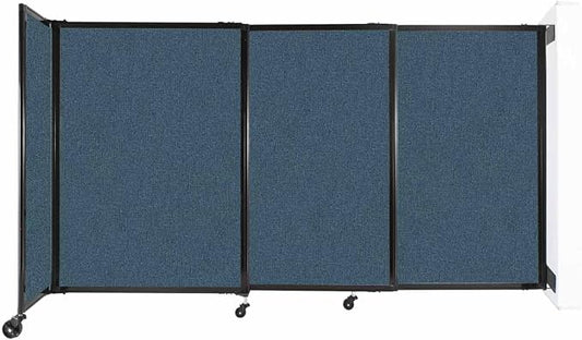Wall-Mounted Sliding StraightWall Room Divider | Adjustable Widths | Locking Wheels | Room Separator | Up to 7'2" Wide x 4' Tall Caribbean Fabric Panels