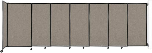 Wall-Mounted Sliding StraightWall Room Divider | Adjustable Widths | Locking Wheels | Room Separator | Up to 15'6" Wide x 5' Tall Warm Pebble Fabric Panels