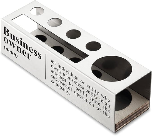 New Business Owner Definition, Business Owner Gifts for Women, Men, Boss Desk Decor Stainless Steel Pen Pencil Holders WCC52