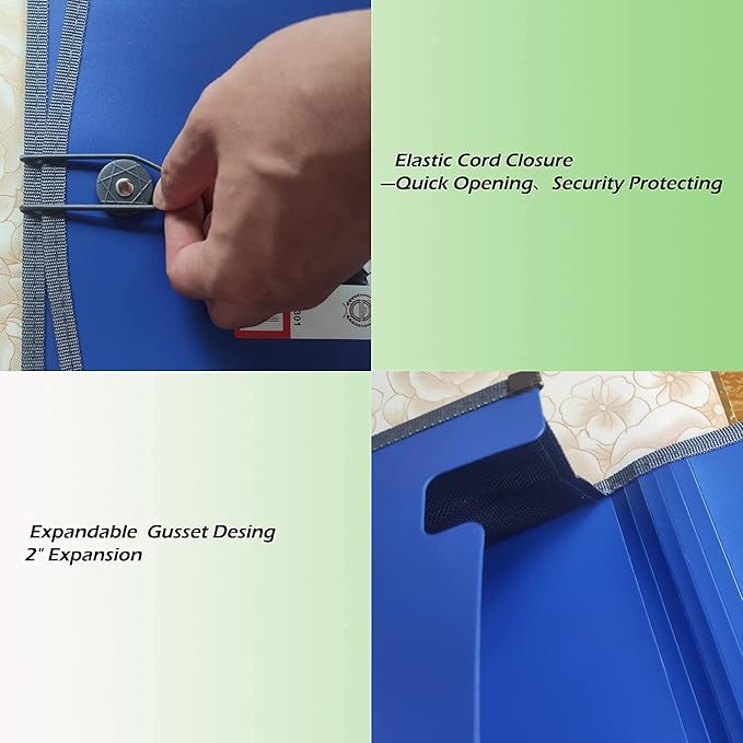 Premium Quality Plastic Expanding File Folder Document Organizer, 3.5" Expansion, A4 Letter Size for Home School Office Organization，4 Pack