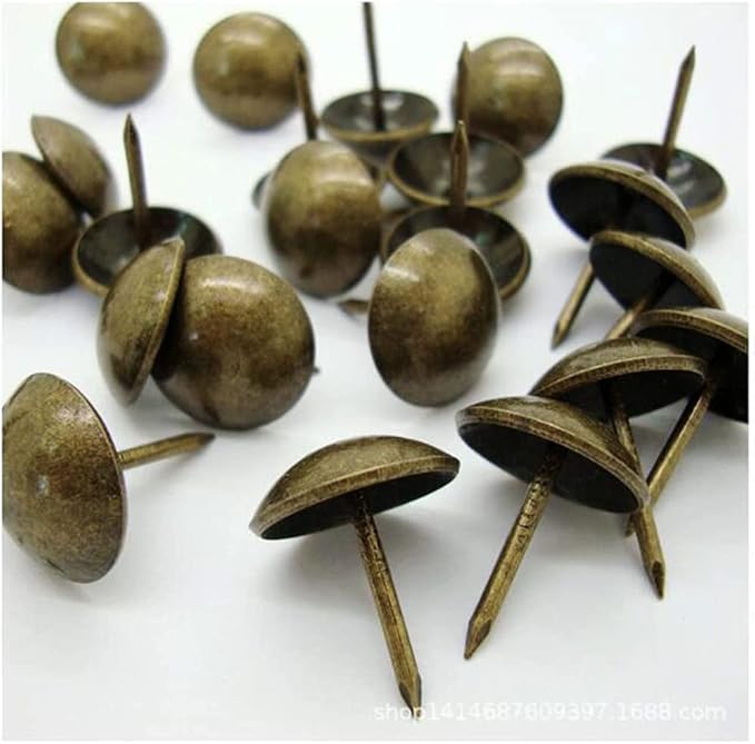 500Pcs Upholstery Tacks, BetterJonny Decorative Furniture Nails Pins 17X11MM Bronze Metal Thumb Tacks for Upholstered Furniture Cork Board, Home Decor