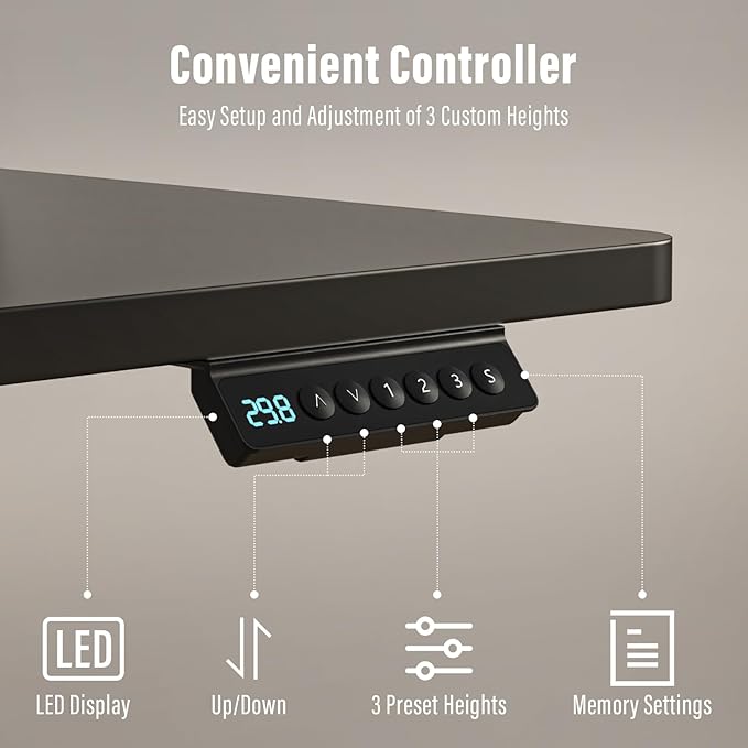 Standing Desk with Drawers,Thickened Table Legs Sit Stand Desk Electric for Home Office & Gaming,Ergonomic Stand Up Desk Cable Management Tray(Classic Black) (Classic Black, 55″ x 30″)