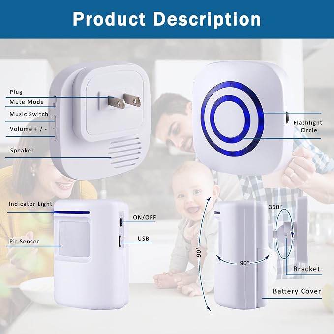 Seanme Motion Sensor Alarm, Wireless Driveway Alarm, Home Security Business - Image 2
