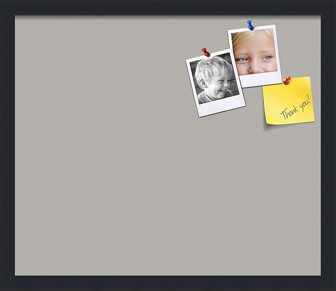 PinPix 20x17 Inch Cork Bulletin Board. This Decorative Framed Pin Board Comes with Dark Stone Design and a Satin Black Frame. Ideal for Home Office Decor or Message Board (PinPix-1808)